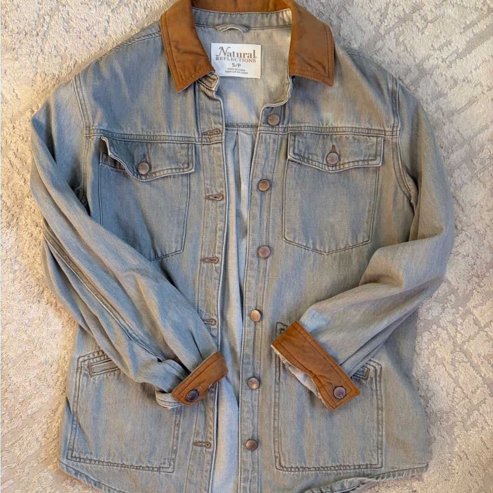 Natural Issue Denim Jacket with Brown Accents